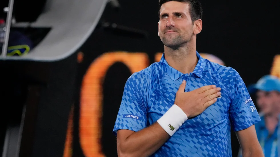Novak Djokovic efter segern mot spanjoren Roberto Carballes Baena i första omgången i Australian Open.