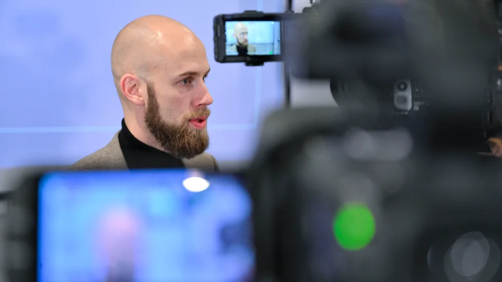 Civilförvarsminister Carl-Oskar Bohlin på försvarskonferensen i Sälen.