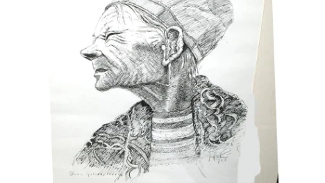 Brita Sjulsson 1963, teckning av Johan Holmbom.