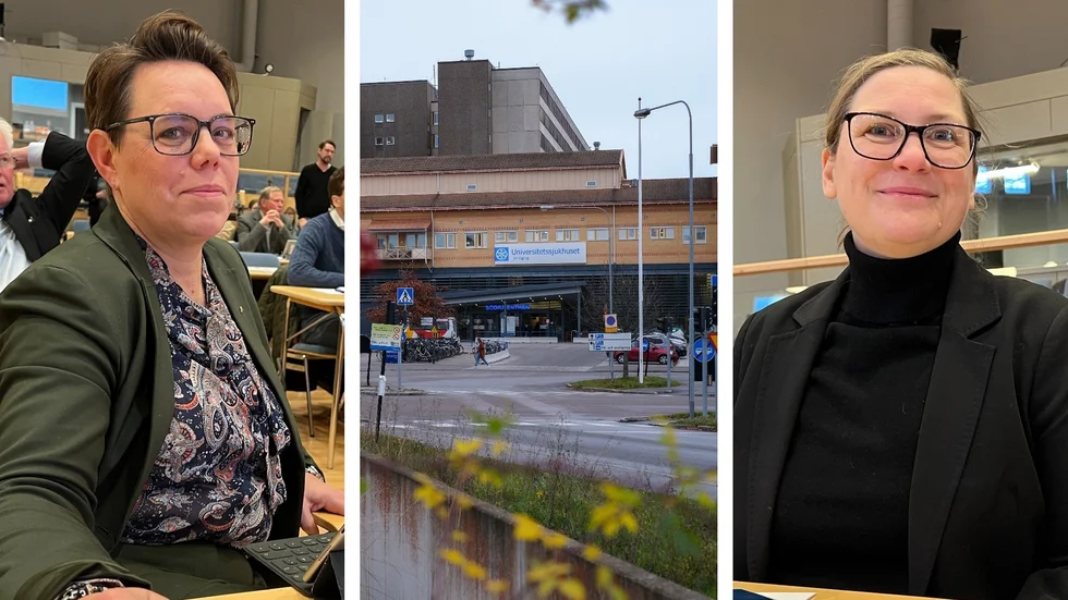 Under helgen låg många av Region Östergötlands digitala system nere på grund av ett IT-problem. Jessica Eek (V), till höger, kräver att händelsen utreds. Regionstyrelsens ordförande Marie Morell (M), till vänster, meddelar att en djupare analys kommer att göras.