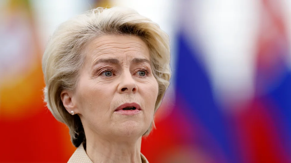 EU-kommissionens ordförande Ursula von der Leyen vid ett framträdande i EU-parlamentet på onsdagen.