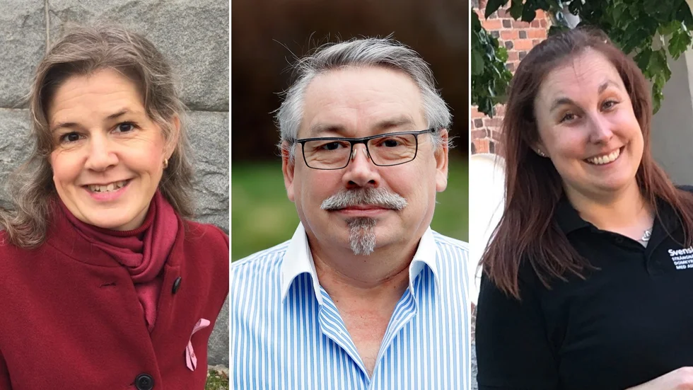 Pernilla Eklund, Mitt Strängnäs, Henrik Mörner, Strängnäs gille, och Sara Innerfors, klockare i domkyrkoförsamlingen, ingår i gruppen som arbetar med ljuskonsten i februari vilken är en del av 500-årsresan.