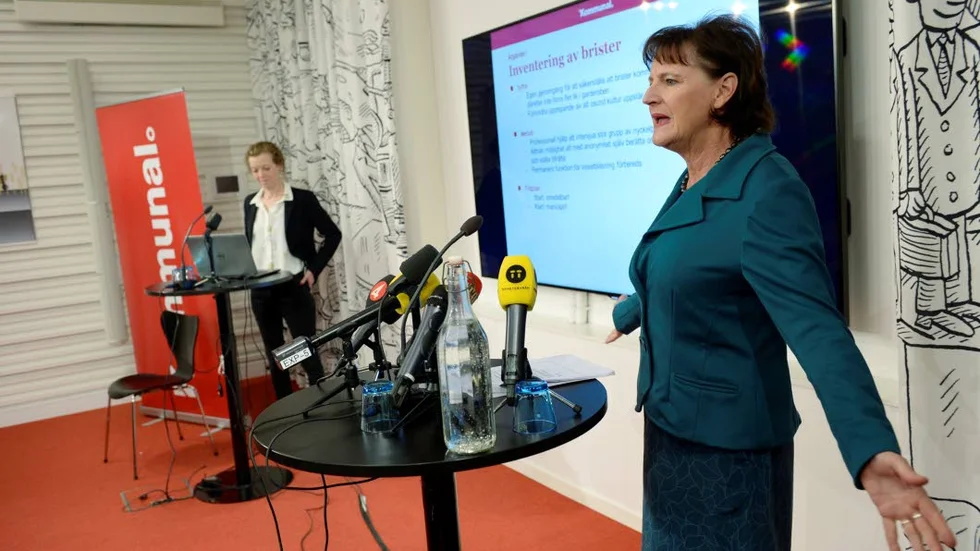 MOT VÄGGEN. Kommunals ordförande Annelie Nordström meddelade att hon avgår vid nästa kongress