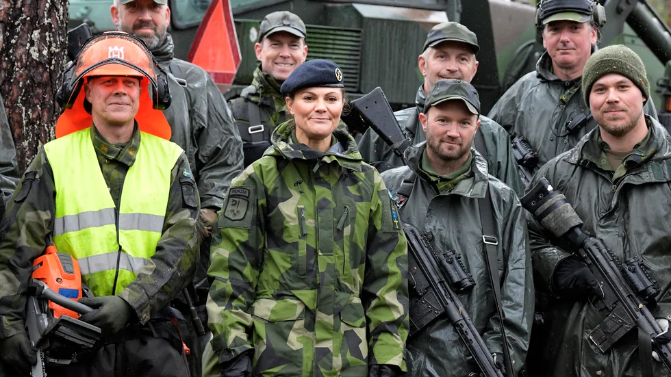 På bilden syns kronprinsessan Victoria under ett besök hos hemvärnet i Sälenfjällen i september 2021.