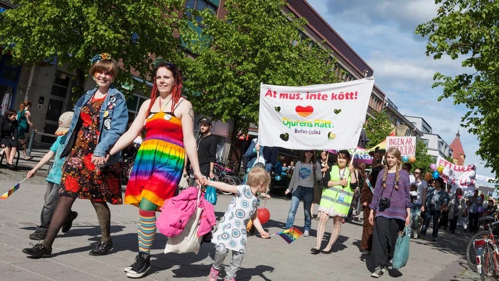 TUSENTALS PÅ MARSCH. Cirka 2000 personer gick i tåget som var flera hundra meter långt.