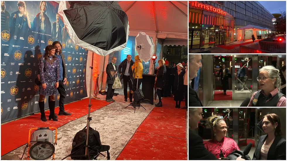 Köerna var långa utanför Filmstaden i Norrköping i väntan på premiärvisningen av UFO Sweden.