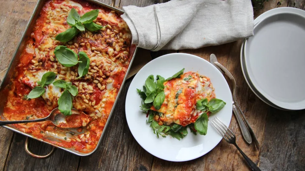 Cannelloni med pinjenötter.
