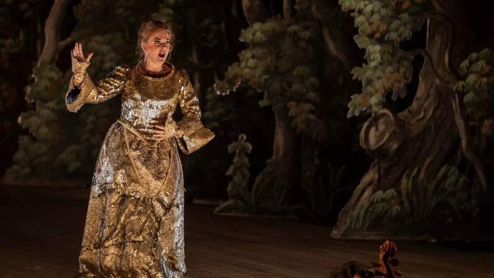 Den italienska sopranen Francesca Lombardi Mazzulli på Drottningholmsteaterns scen i ”Syskonen från Mantua”.