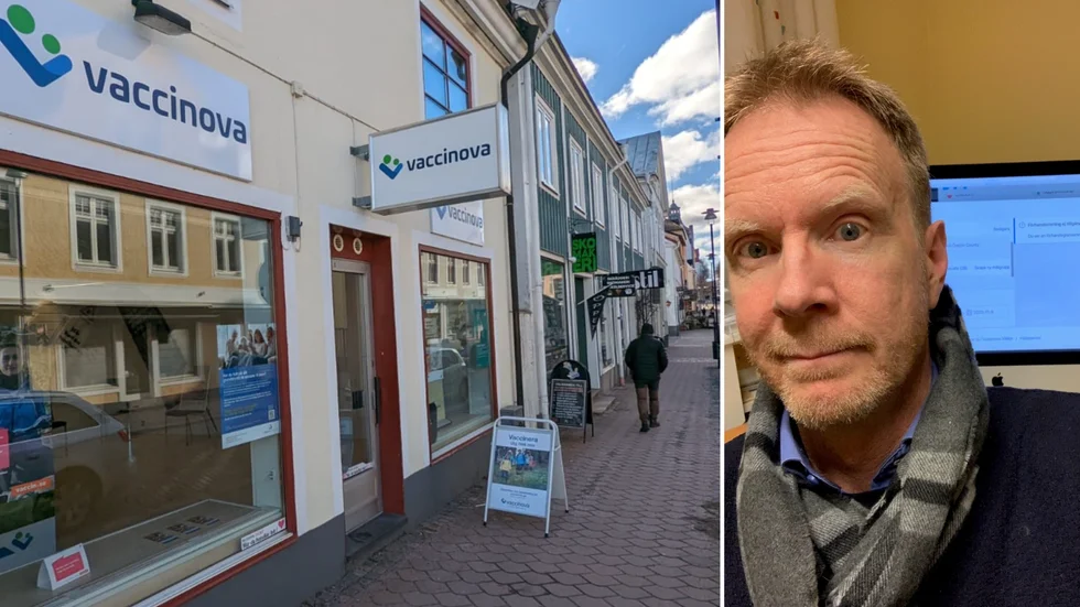 "Vi har ökad efterfrågan totalt sett. Det vi ser i Vimmerby är att det är ett begränsat utrymme i apoteket. För att kunna öka på med fler dagar så behöver vi egen lokal", berättar Ulf Andersson vd för Vaccinova. På bild kliniken i Västervik. 