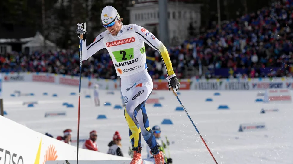 LAHTIS 2017-03-03
Sveriges Johan Olsson under andra sträckan av herrarnas stafett 4x10 km vid skid-VM i finska Lahtis på fredagen. 
Foto Anders Wiklund / TT / kod 10040 
** Bilden ingår i SPORTPAKETET. För övriga BETALBILD **