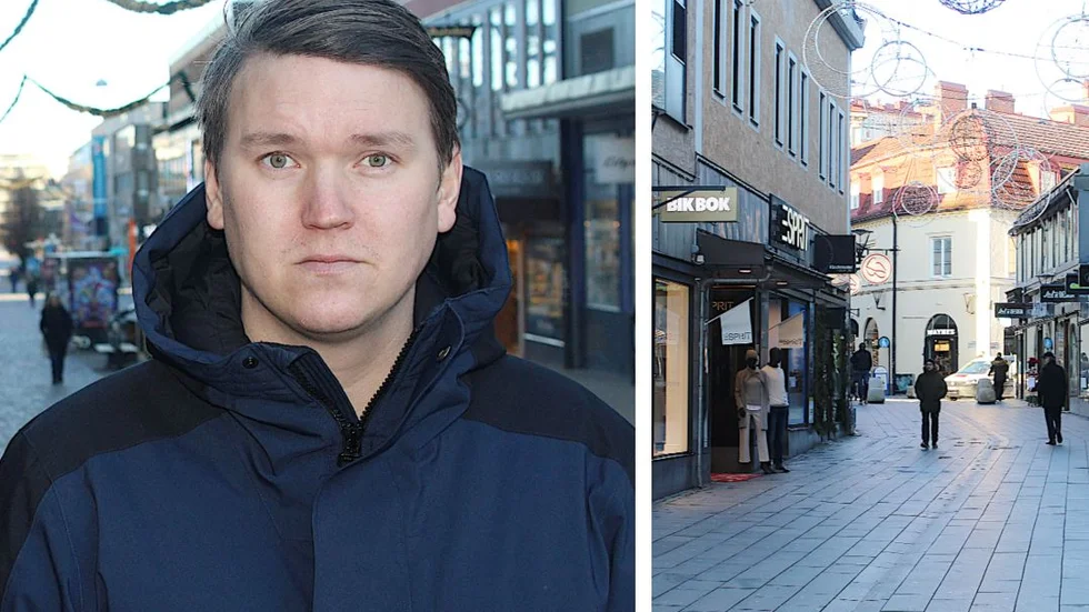 David Nilsson, vd Linköping innersta, berättar att antalet besökare i centrala Linköping minskade med omkgring 70 procent under veckorna före jul och veckan efter nyår.