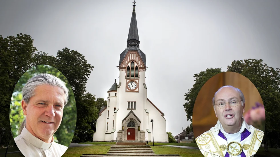 Med de föreslagna restriktionerna på högst åtta personer blir det svårt att upprätthålla gudstjänsterna. Kyrkoherde Carl-Johan Amilon och biskop Johan Dalman. 