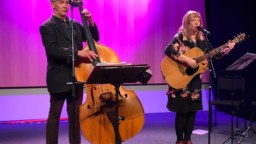 Tuomo Haapala och Marie Selander, Eskilstuna och Julita, höll dubbla lunchkonserter på Scenkonst Sörmland. 