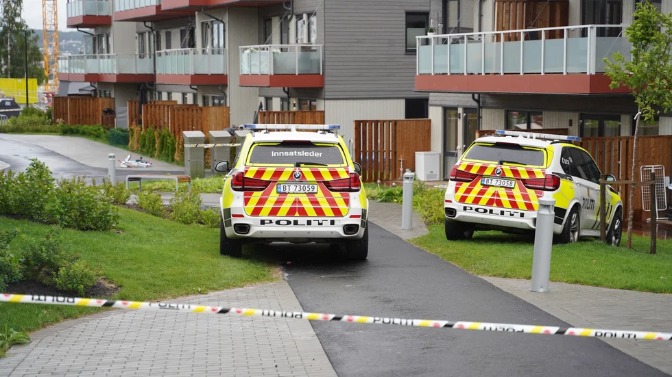 Polisavspärrningar i norska Lørenskog på söndagen.