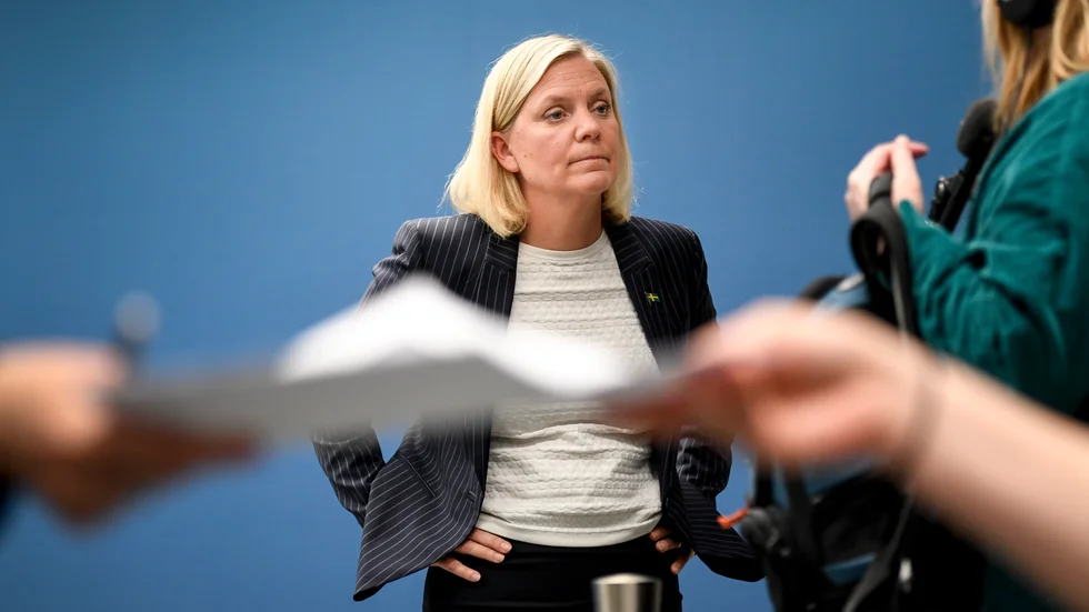 Stockholm 14 maj. Pressträff med finansminister Magdalena Andersson (S) med nya ekonomiska stödpaket.
