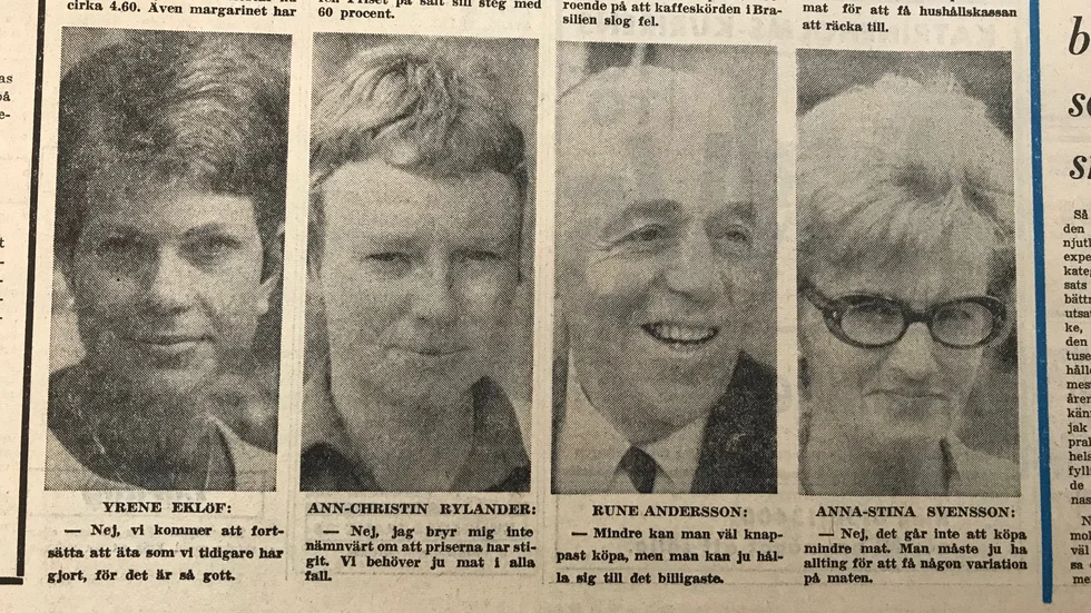 Dagens fråga i Katrineholms-Kuriren den 2 juli 1970 gällde de stigande priserna på mat.