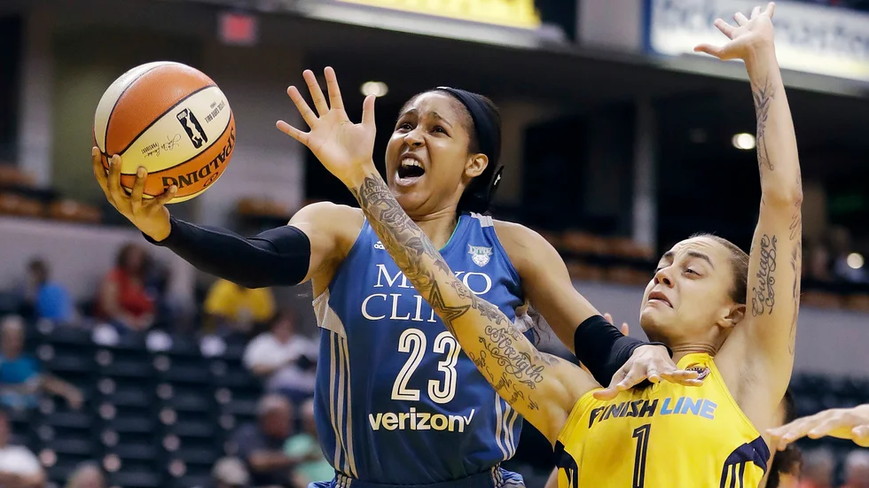 Basketstjärnan Maya Moore i en WNBA-match med Minnesota Lynx 2017. Arkivbild.