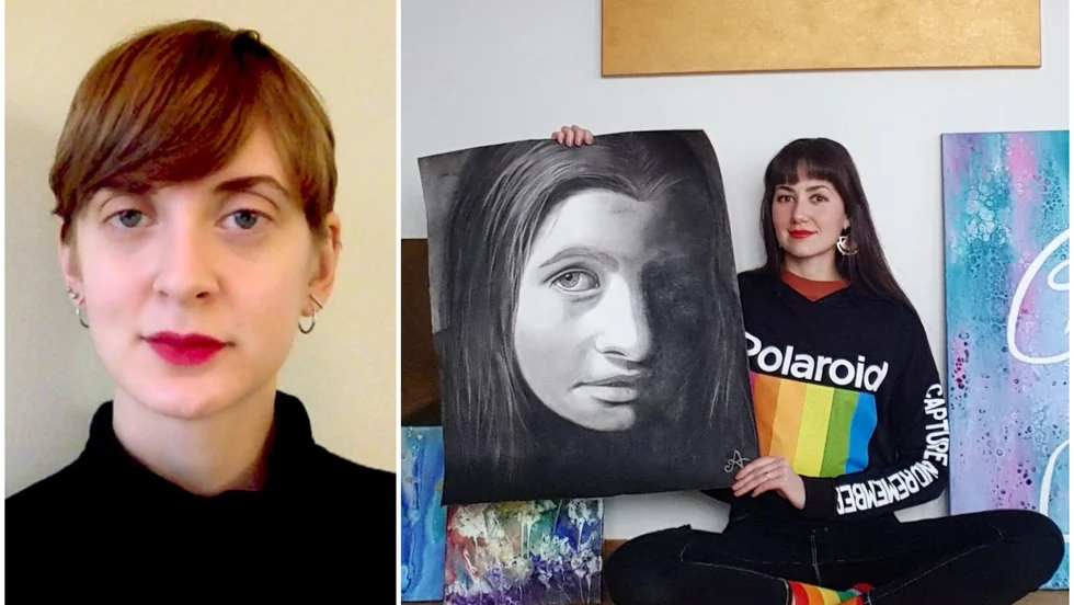 Veronika Lagunadisko och Alexandra Sjöblom var bordsgrannar på en feministisk marknad och bestämde sig då för att ha en utställning ihop.