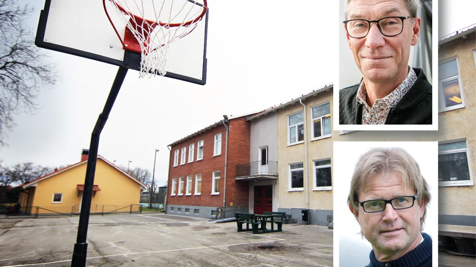 Stefan Nypelius (C) hoppas på ett beslut om skolorna den 24 november. Håkan Onsjön (M) anser att oenigheten är total och att man inte kan enas till nästa sammanträde. I bakgrunden Öja skola, en av de man inte är överens om.