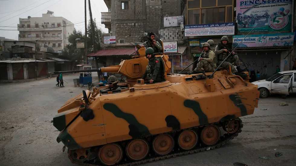 Turkiska soldater i den syriska staden Afrin. Arkivbild.