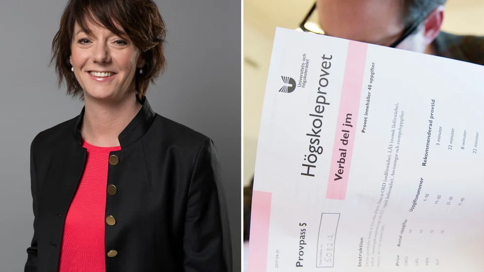 Högskoleministern Matilda Ernkrans säger att det ska bli möjligt att göra högskoleprovet i höst. 