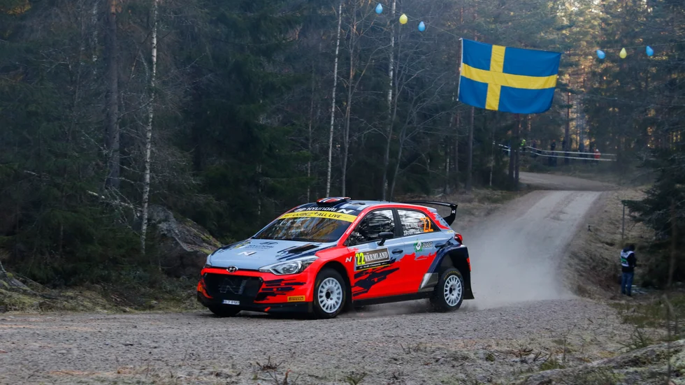 SM-rally-deltävlingen i Hässleholm körs inför publik. Arkivbild.