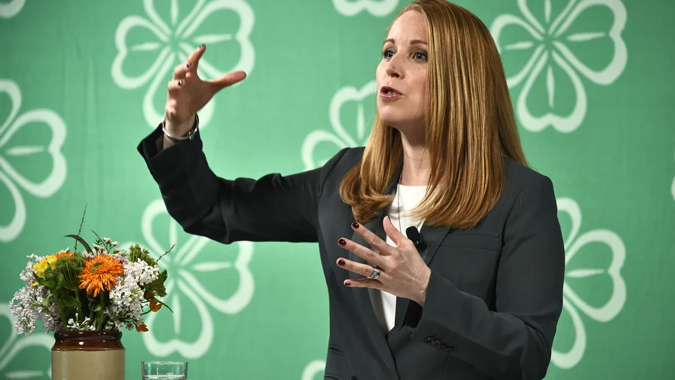 Annie Lööf talar på Centerns kommundagar.