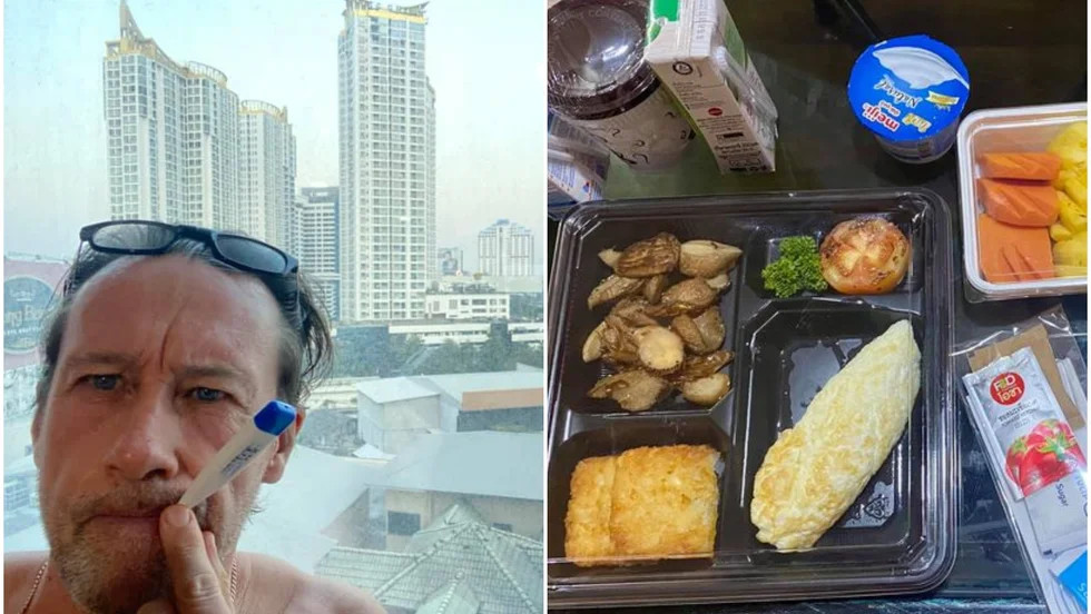 16 dagar ska Motalakillen Sten Jakobsson sitta i hotellkarantän i Bangkok innan han får återse sin flickvän Paweelin.