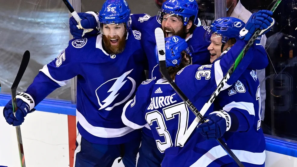 Tampa Bay-jubel efter Ondrej Palats förlängningsmål.