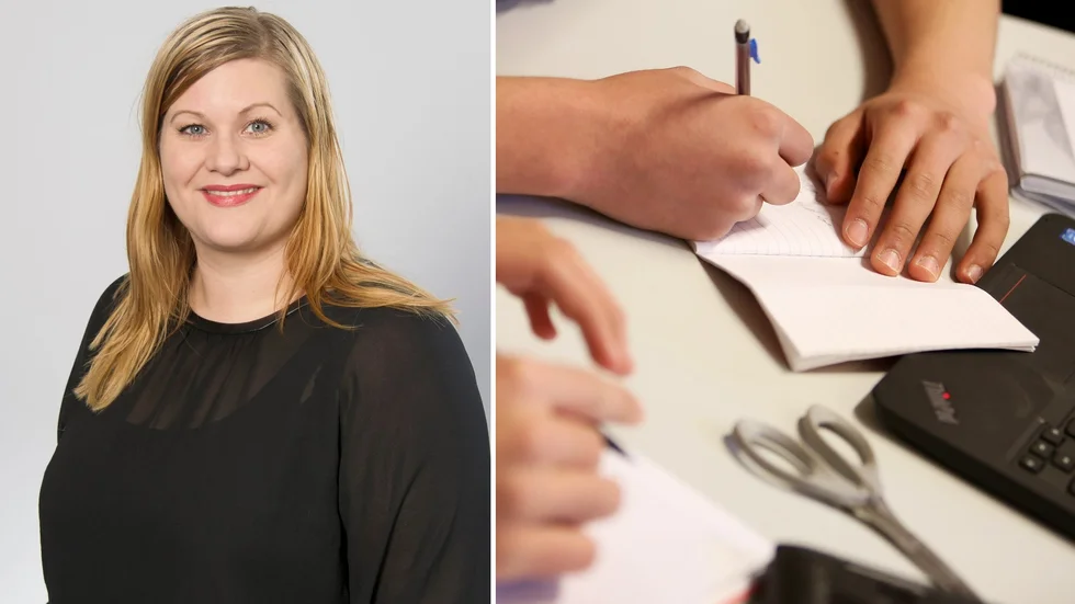 Ylva Stadell (S), ordförande för plan- och byggnadsnämnden, förklarar att de nya skolbyggnaderna kommer att byggas klimatvänligt.