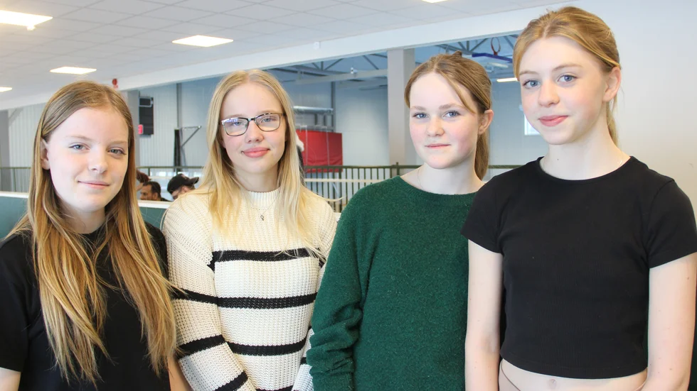"Det är jättebra att det här finns. Vi brukar gunga i repen och köra kurragömma-kull. Ledarna är väldigt schyssta och roliga. De är med när vi gör saker", säger Alexandra Björklund (längst till vänster) med kompisarna Wilma Ljung, Lova Kling och Elsa Hahne.
