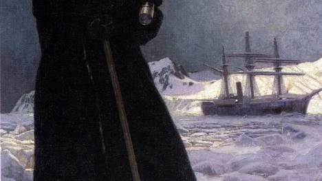 Polarforskaren Adolf Erik Nordenskiöld med kikaren i hand. När han skulle undersöka det inre av Grönland och kontinentens, som han trodde, "gröna skogbevuxna dalar", tog han hjälp av två samer från Norrbotten.