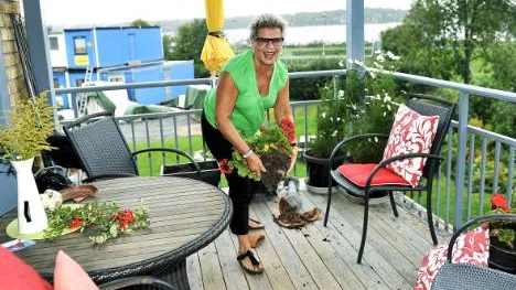 "Är det orkanen Irene?". En plötslig vindpust har slagit omkull pelargonen på Ullas balkong och söndrat både blomma och kruka.