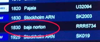 Märkligt meddelande på flygplatsen
