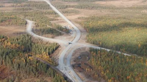 Ett stickspår byggs från Malmbanan till en ny järnvägsterminal i Aitik. Järnvägen beräknas vara klar hösten 2009. Foto; Thorvald Burman