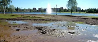 Lastbilar och festande ungdomar havererar park