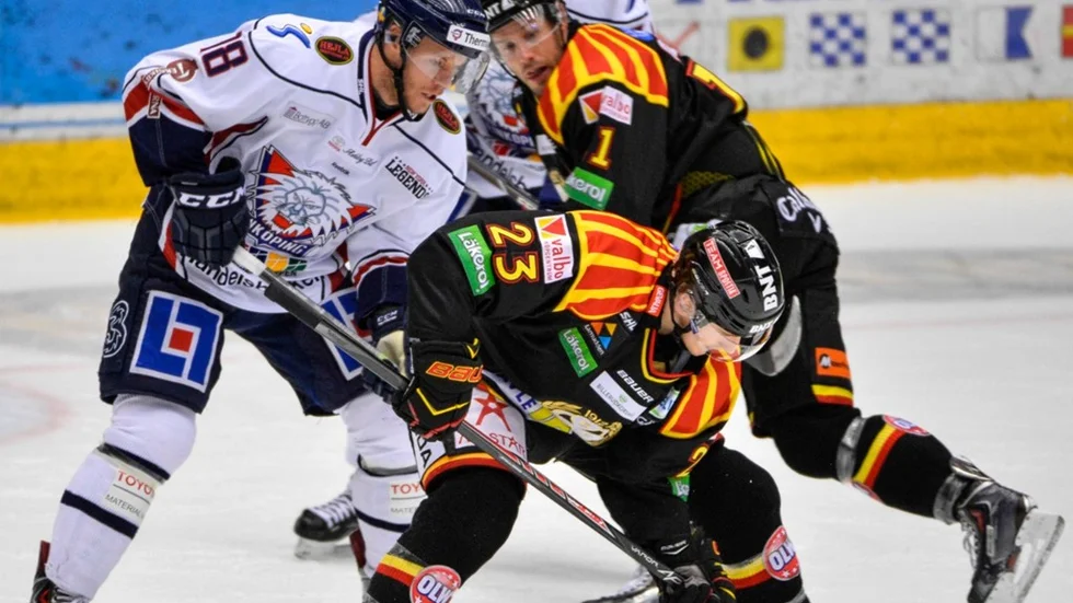 GÄVLE 20131212 
Brynäs Bill Sweatt och Linköpings Jonas Almtorp under torsdagens SHL-match i ishockey mellan Brynäs och Linköping i Läkerol arena i Gävle. 
Foto: Henrik Montgomery / TT / Kod 10060