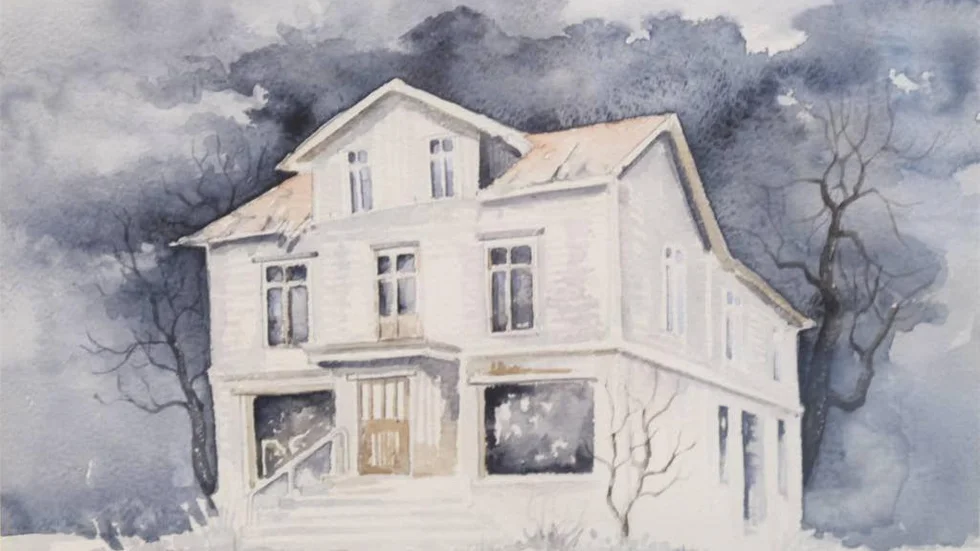 Maria Tronnersjö. Affären är stängd, akvarell.