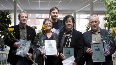 Här är pristagarna: Mats Granberg, Eva Wiklund, Johan Andersson, Gärdis Lindgren ochTryggve Bergman.