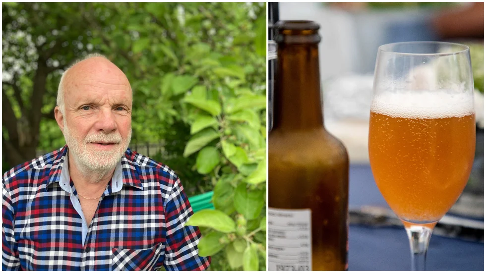 Stefan Eldh (på vänstra bilden) menar att han var först med att föra saken om gårdsförsäljning av alkohol i Sverige på tal. Bilden till höger är en genrebild på ett glas öl.