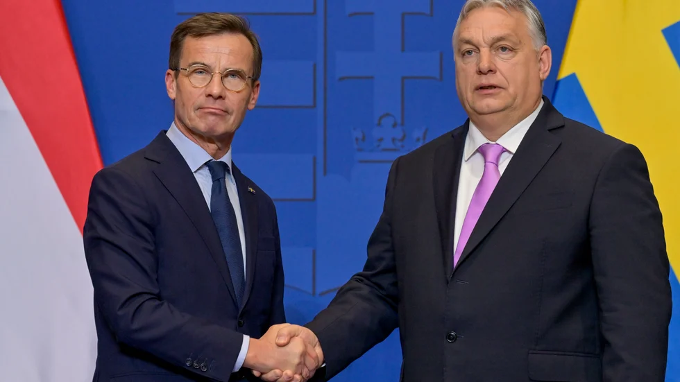 ÖVERENS. Ulf Kristersson (M) med Ungerns premiärminister Viktor Órban under förra veckans besök i Budapest.