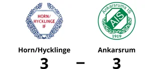 Ankarsrum i ledning i halvtid - tappade segern mot Horn/Hycklinge