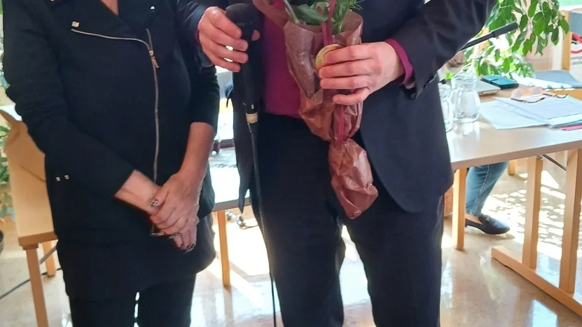 Föreningens inspektor, biskop Erik Eckerdahl och dess ordförande Marie Bengtsdotter-Svedberg.