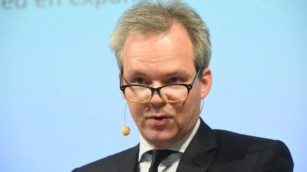 Per Jansson, vice Riksbankschef, håller tal. Arkivbild