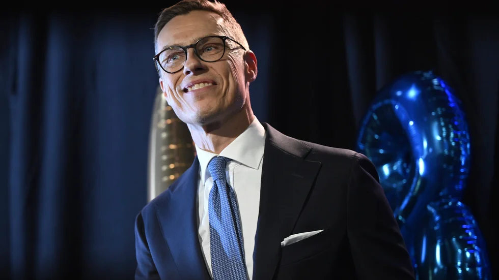 Alexander Stubb vid sin valvaka i Helsingfors på valkvällen.