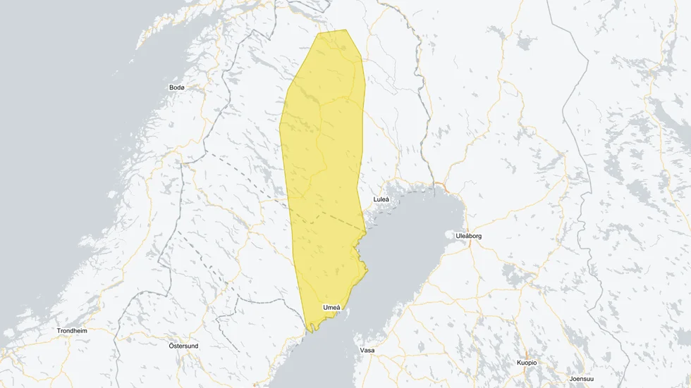 The warning applies to the yellow area.