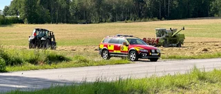 Brand i skördetröska: "Blev väldigt varmt fort"