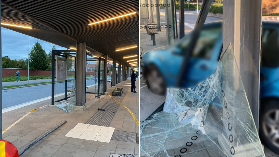 I förhör berättar den numera åtalade 25-åringen att han inte såg några personer framför sig när han körde in i busskuren vid resecentrum.