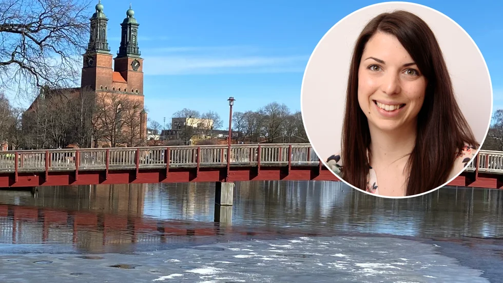 18 mars 2024 med is på ån i centrala Eskilstuna. Charlotta Eriksson är meteorolog på SMHI