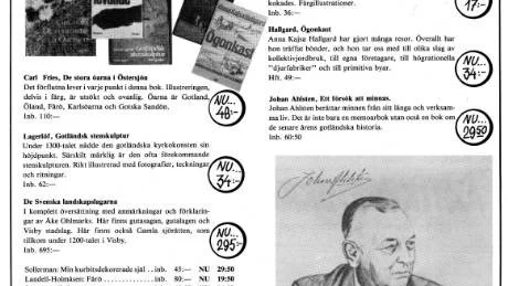 Reklamblad för bokrean för 30 år sedan. Och vad finns där om inte Johan Ahlstens bok "Ett försök att minnas ", samma bok som reas också i år.